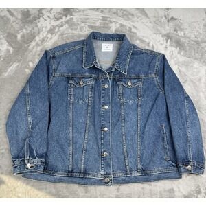 Old Navy Boyfriend Trucker Jean Jacket Size 2XL XXL Blue Denim Button Western